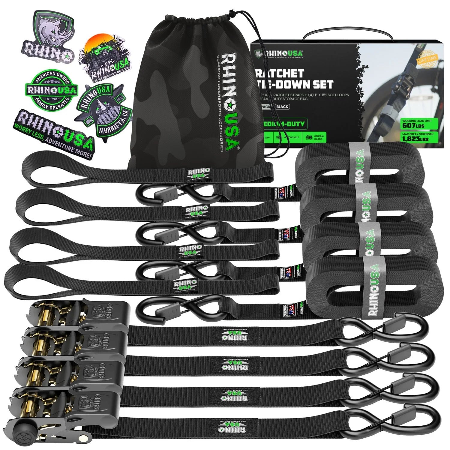 Rhino USA's 4pk Medium Duty Tie Downs